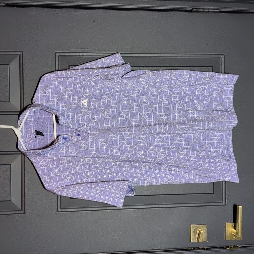 Adidas Purple Pattern Men's Polo Shirt Medium